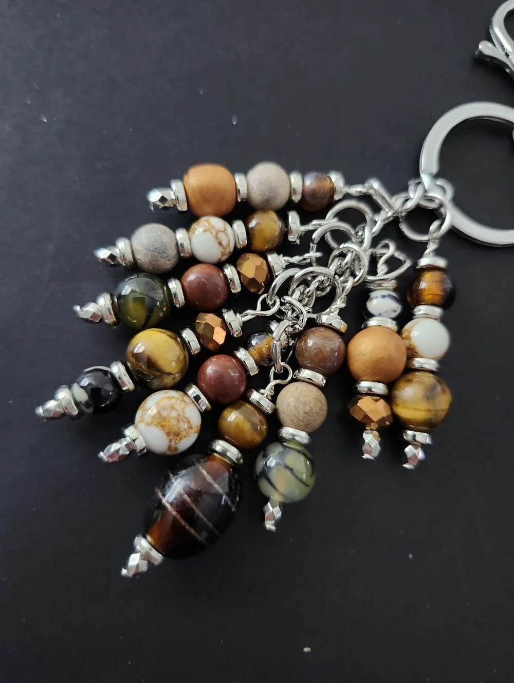 Football Purse Charm or Keychain Tigers Eye Jasper Agate Handcrafted